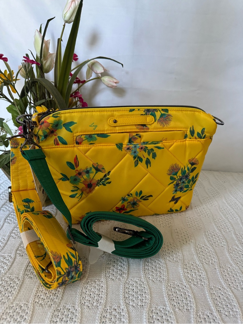 Lug NWT Flare yellow floral crossbody